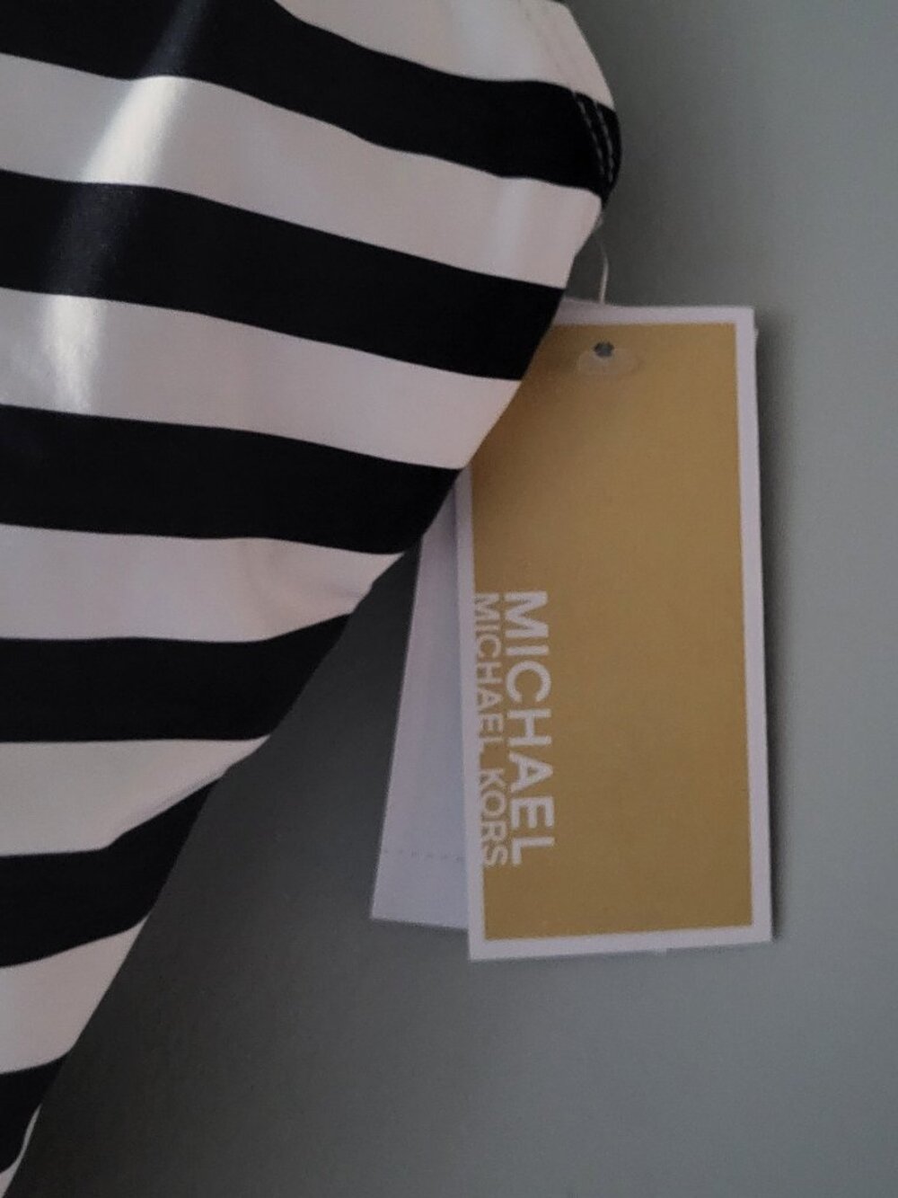 MICHAEL Michael Kors Navy Striped Belted One Piece Swimsuit Size 12 - Picture 6 of 6